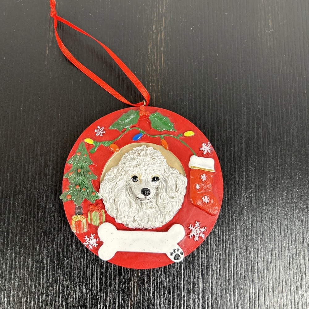E‎ & S Pets Christmas Ornament Poodle White Dog Can Be Personalized New